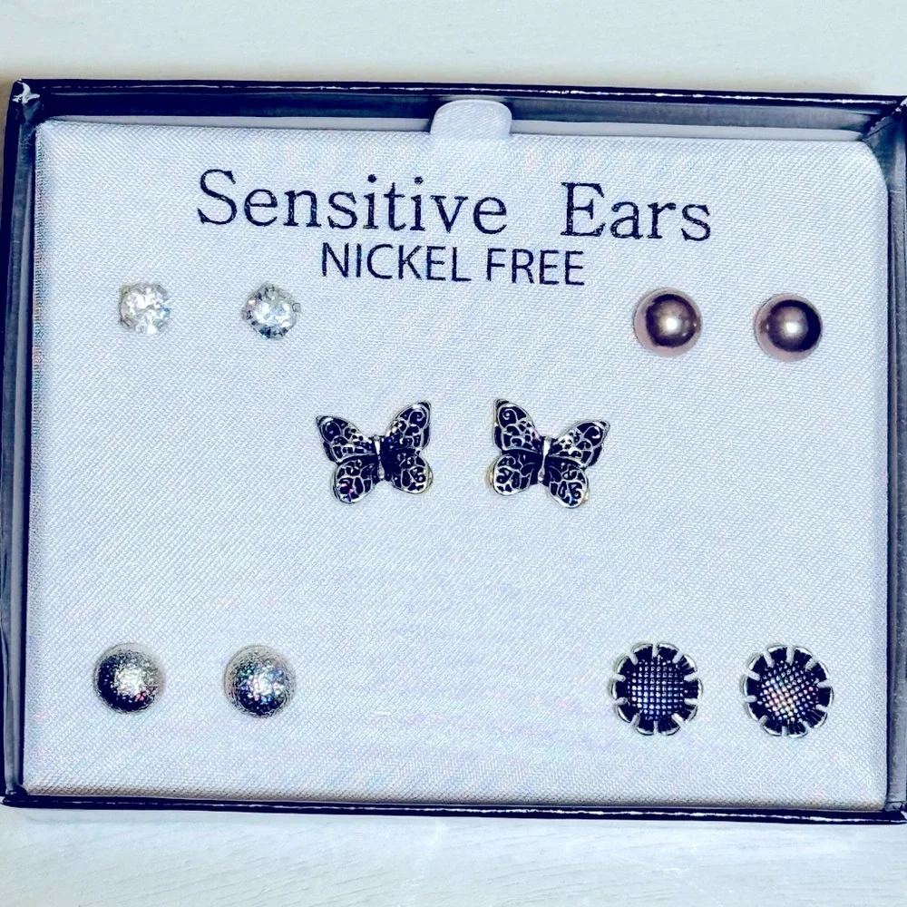 Sensitive Ears Stud earrings 5 pair NIB